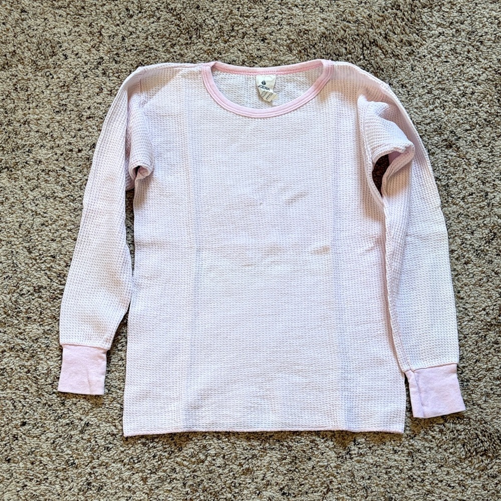 Light Pink Waffle Knit Long Sleeve Tee